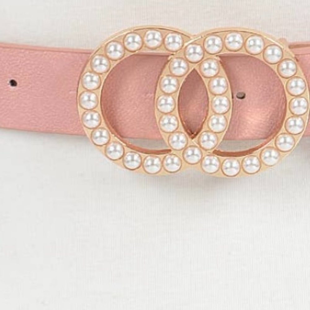 PB7551PK Pink and Pearl Circle Belt